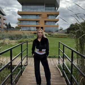 SAVAY - DWUCZĘŚCIOWY CZARNY KOMPLET Z WELURU Z LOGOWANĄ GUMĄ