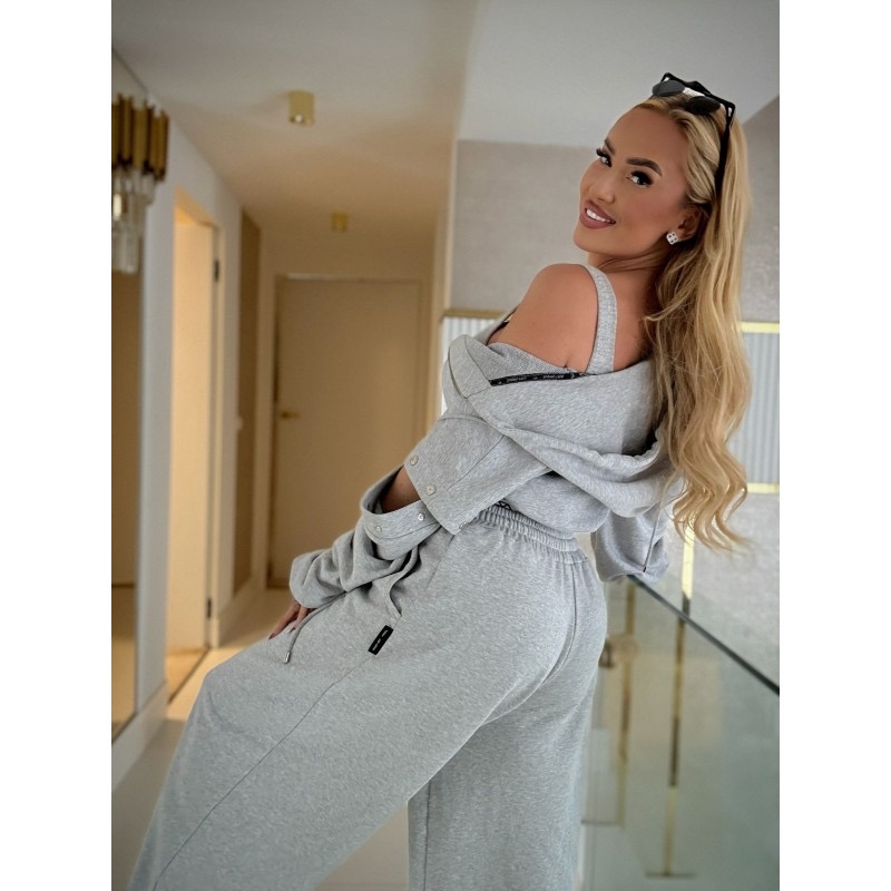 BRUME SWEATPANTS - SZARE SPODNIE DRESOWE Z SZEROKIMI NOGAWKAMI - obrazek 3